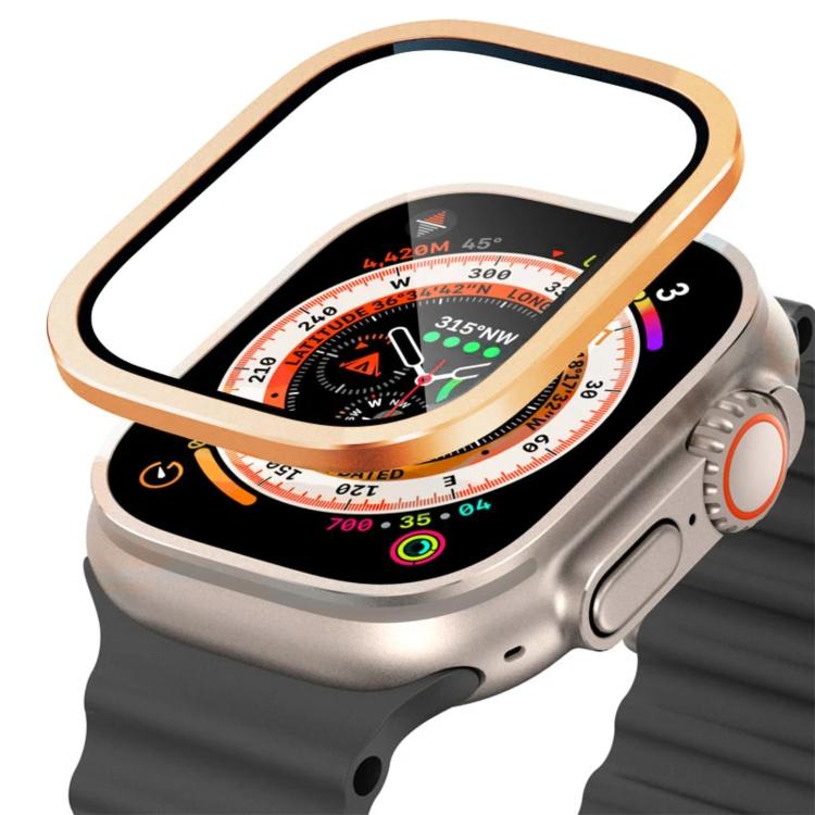 Película de Vidro Temperado com Moldura Metálica de Titânio para Relógio, Para Apple Watch Ultra 49mm