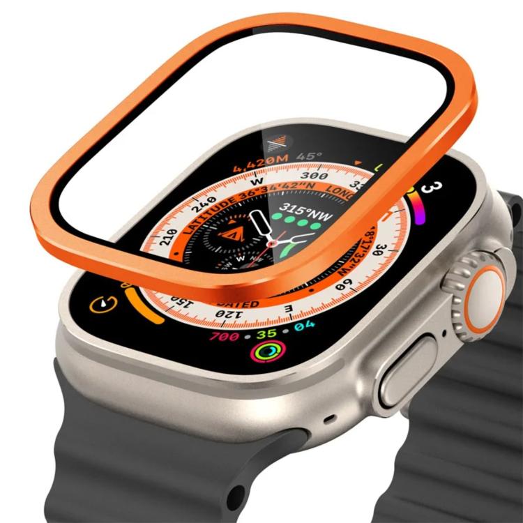 Película de Vidro Temperado com Moldura Metálica de Titânio para Relógio, Para Apple Watch Ultra 49mm