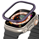Película de Vidro Temperado com Moldura Metálica de Titânio para Relógio, Para Apple Watch Ultra 49mm