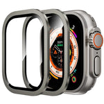 Película de Vidro Temperado com Moldura Metálica de Titânio para Relógio, Para Apple Watch Ultra 49mm