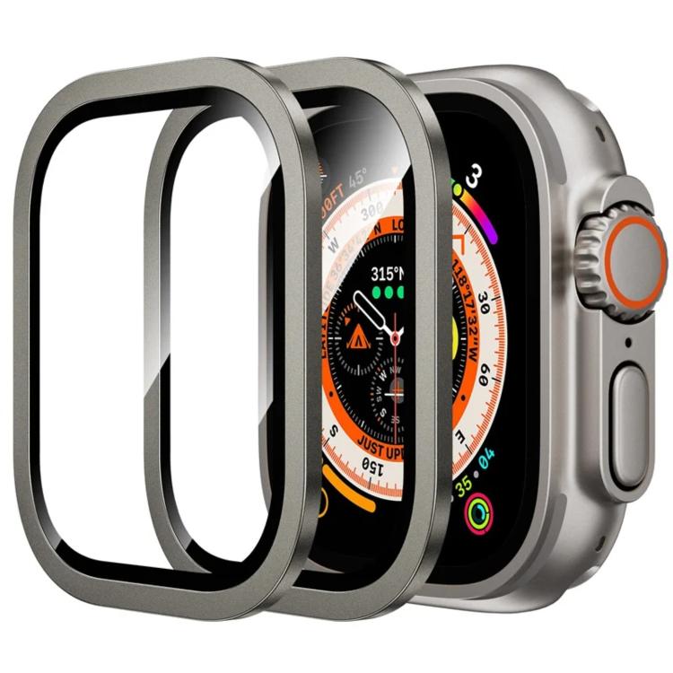 Película de Vidro Temperado com Moldura Metálica de Titânio para Relógio, Para Apple Watch Ultra 49mm