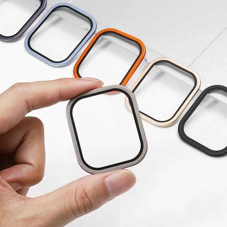 Película de Vidro Temperado com Moldura Metálica de Titânio para Relógio, Para Apple Watch Ultra 49mm