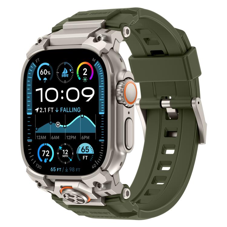 Pulseira de Relógio em Silicone com Armadura Metálica Personalizada, Para Apple Watch Ultra 3 / 2 / 1 49mm