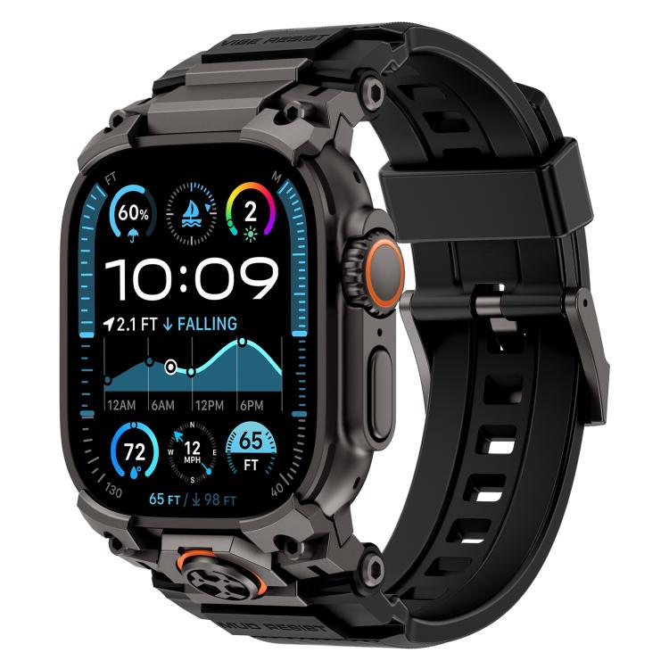 Pulseira de Relógio em Silicone com Armadura Metálica Personalizada, Para Apple Watch Ultra 3 / 2 / 1 49mm