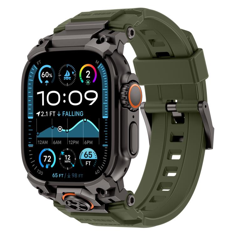 Pulseira de Relógio em Silicone com Armadura Metálica Personalizada, Para Apple Watch Ultra 3 / 2 / 1 49mm
