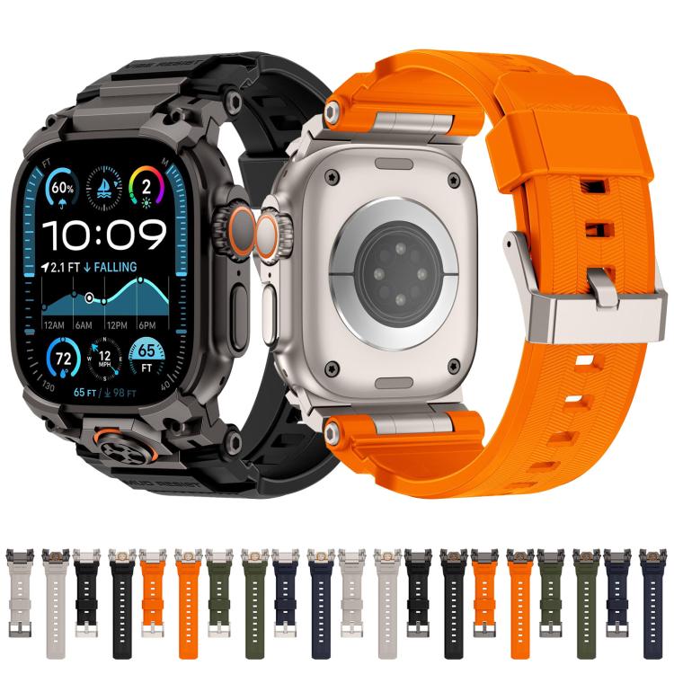 Pulseira de Relógio em Silicone com Armadura Metálica Personalizada, Para Apple Watch Ultra 3 / 2 / 1 49mm