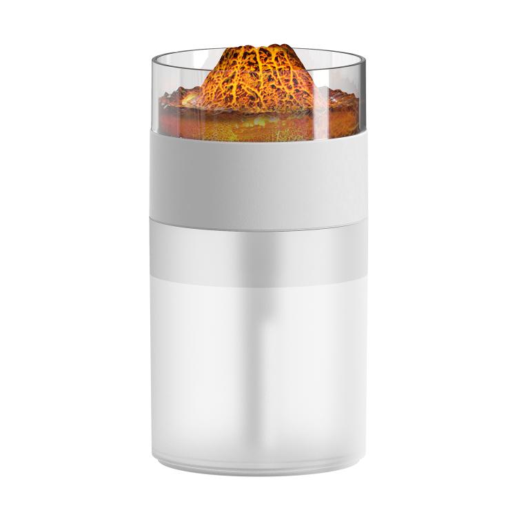 Humidificador com Luz Ambiente de 7 Cores com Vulcão Simulado, Vulcão Simulado