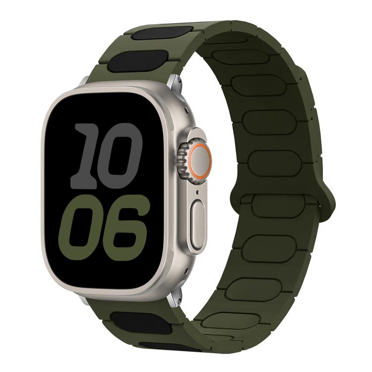 Pulseira de relógio magnética oval em silicone, para Apple Watch 46mm / 49mm / 45mm / 44mm, para Apple Watch 42mm / 41mm / 40mm / 38mm