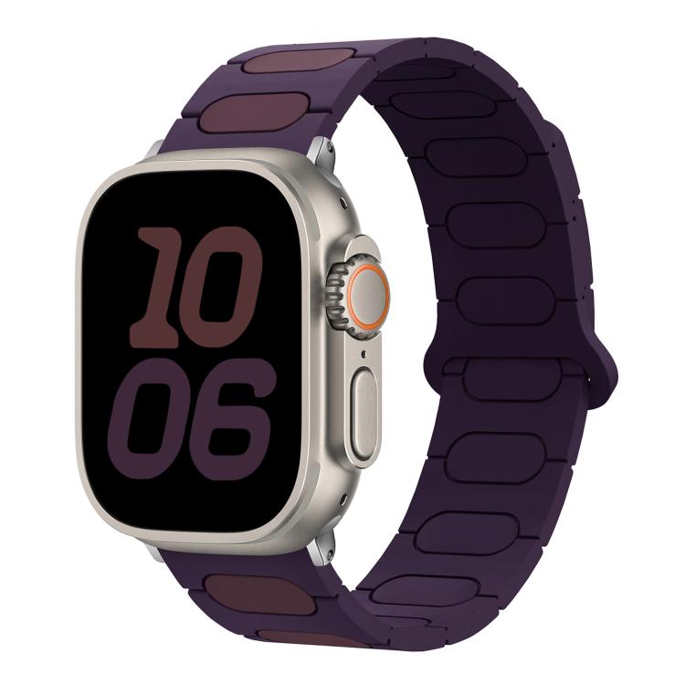 Pulseira de relógio magnética oval em silicone, para Apple Watch 46mm / 49mm / 45mm / 44mm, para Apple Watch 42mm / 41mm / 40mm / 38mm