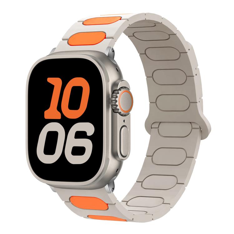 Pulseira de relógio magnética oval em silicone, para Apple Watch 46mm / 49mm / 45mm / 44mm, para Apple Watch 42mm / 41mm / 40mm / 38mm