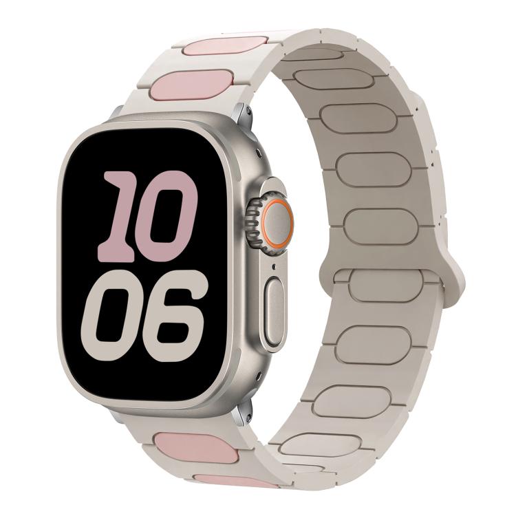 Pulseira de relógio magnética oval em silicone, para Apple Watch 46mm / 49mm / 45mm / 44mm, para Apple Watch 42mm / 41mm / 40mm / 38mm