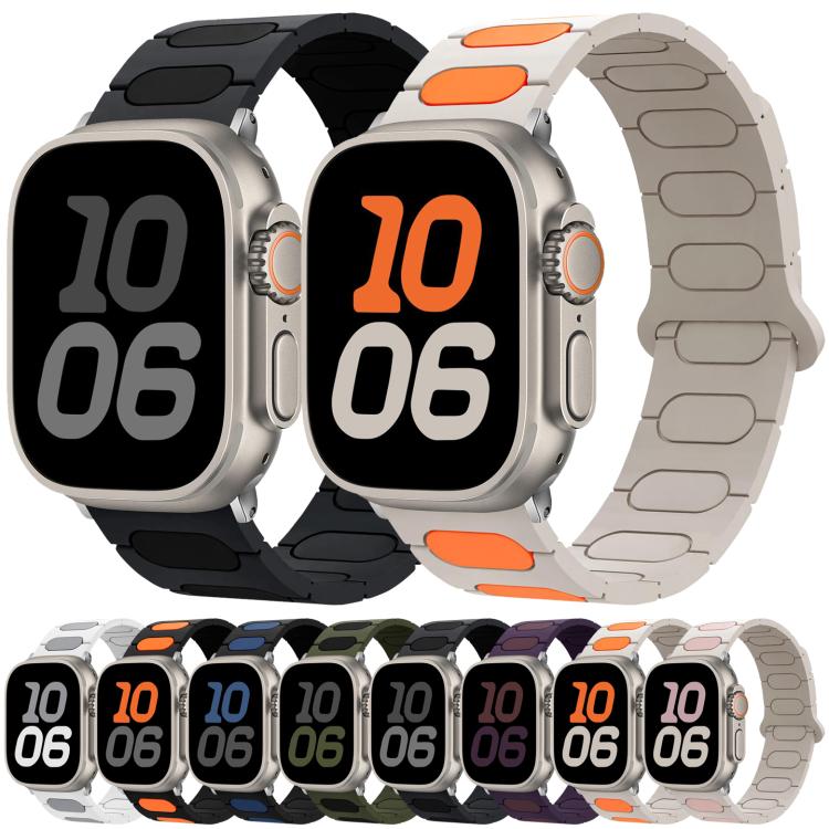 Pulseira de relógio magnética oval em silicone, para Apple Watch 46mm / 49mm / 45mm / 44mm, para Apple Watch 42mm / 41mm / 40mm / 38mm