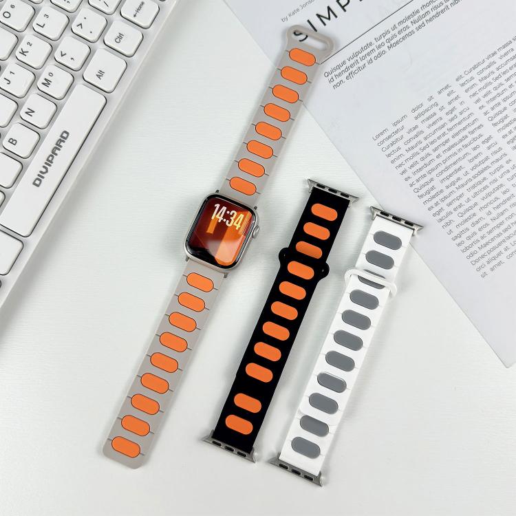 Pulseira de relógio magnética oval em silicone, para Apple Watch 46mm / 49mm / 45mm / 44mm, para Apple Watch 42mm / 41mm / 40mm / 38mm