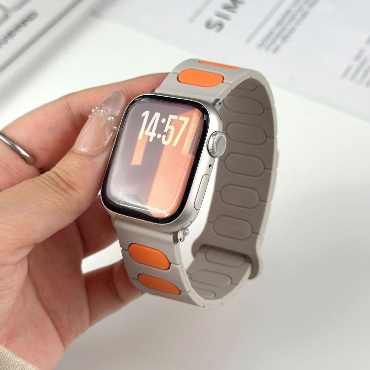 Pulseira de relógio magnética oval em silicone, para Apple Watch 46mm / 49mm / 45mm / 44mm, para Apple Watch 42mm / 41mm / 40mm / 38mm