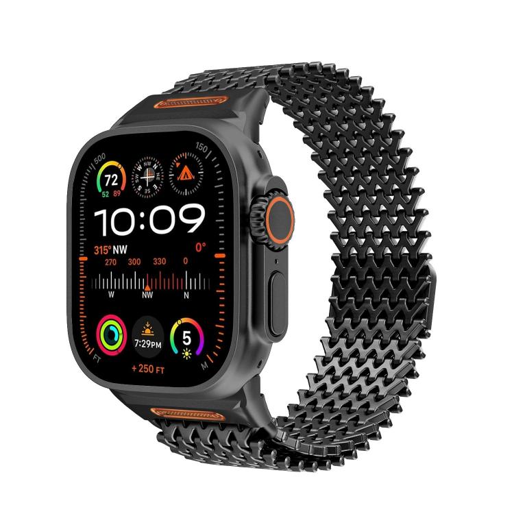 Pulseira de relógio magnética em aço inoxidável tipo W esqueleto longo, para Apple Watch 46mm / 49mm / 45mm / 44mm