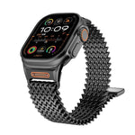 Pulseira de relógio magnética em aço inoxidável tipo W esqueleto longo, para Apple Watch 46mm / 49mm / 45mm / 44mm
