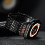 Pulseira de relógio magnética em aço inoxidável tipo W esqueleto longo, para Apple Watch 46mm / 49mm / 45mm / 44mm