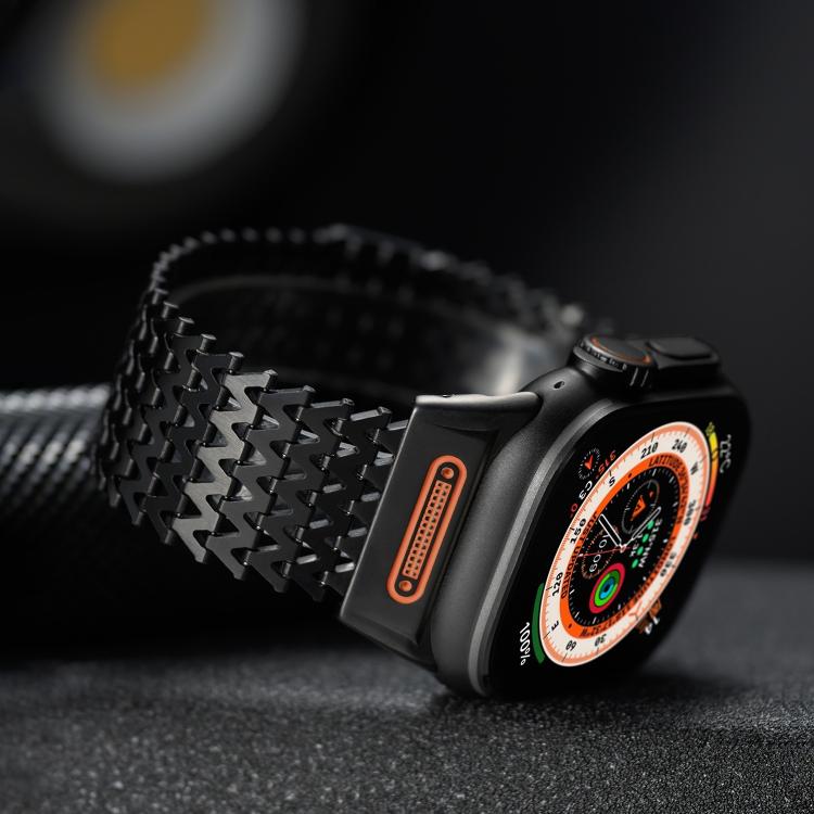 Pulseira de relógio magnética em aço inoxidável tipo W esqueleto longo, para Apple Watch 46mm / 49mm / 45mm / 44mm