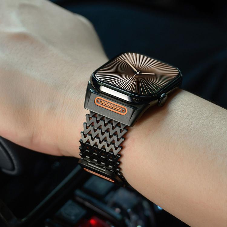 Pulseira de relógio magnética em aço inoxidável tipo W esqueleto longo, para Apple Watch 46mm / 49mm / 45mm / 44mm