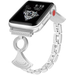 Pulseira de relógio metálica com diamante incrustado em concha, para Apple Watch 46mm / 49mm / 45mm / 44mm, para Apple Watch 42mm / 41mm / 40mm / 38mm
