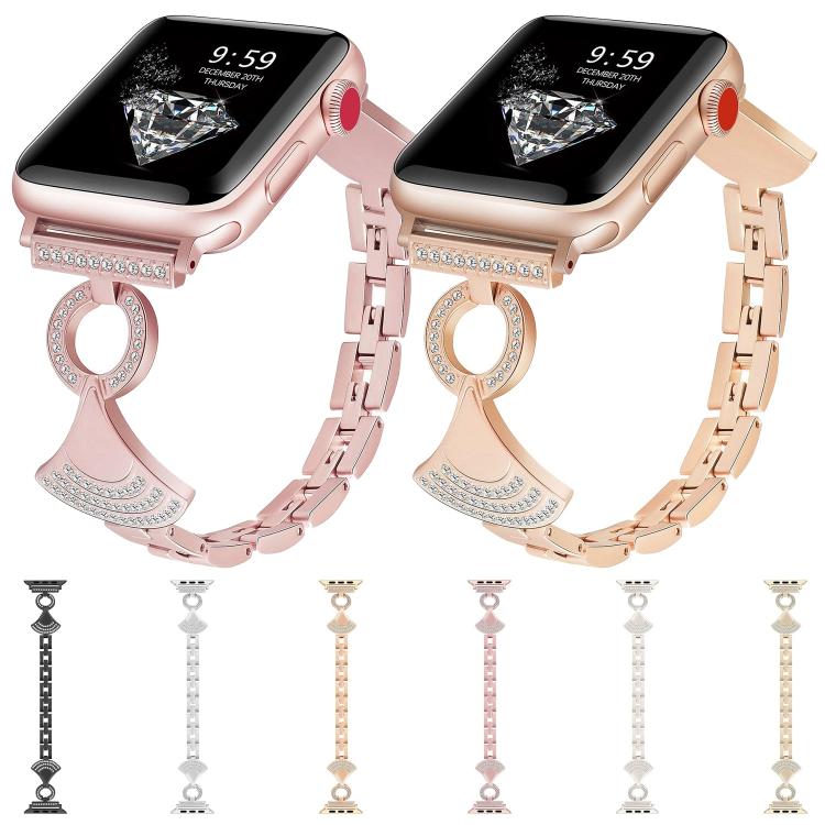 Pulseira de relógio metálica com diamante incrustado em concha, para Apple Watch 46mm / 49mm / 45mm / 44mm, para Apple Watch 42mm / 41mm / 40mm / 38mm