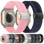 Pulseira de Relógio em Nylon com Padrão Ondulado e Fecho Magnético, Para Apple Watch 46mm / 49mm / 45mm / 44mm, Para Apple Watch 42mm / 41mm / 40mm / 38mm