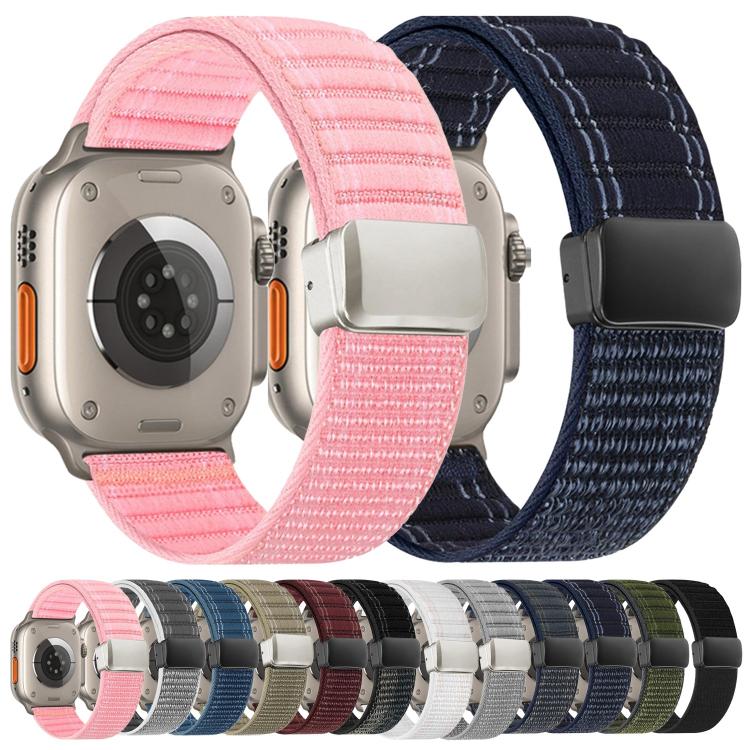 Pulseira de Relógio em Nylon com Padrão Ondulado e Fecho Magnético, Para Apple Watch 46mm / 49mm / 45mm / 44mm, Para Apple Watch 42mm / 41mm / 40mm / 38mm