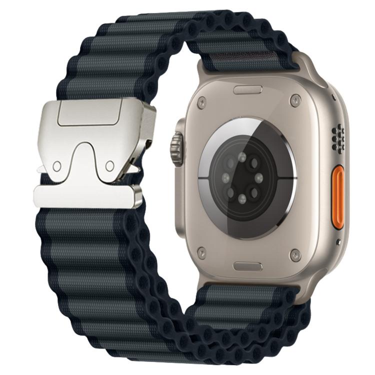 Correia de relógio em nylon largo nervurado com fivela de paraquedas para Apple Watch 46mm / 49mm / 45mm / 44mm, para Apple Watch 42mm / 41mm / 40mm / 38mm
