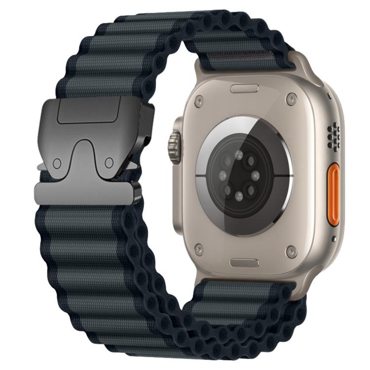 Correia de relógio em nylon largo nervurado com fivela de paraquedas para Apple Watch 46mm / 49mm / 45mm / 44mm, para Apple Watch 42mm / 41mm / 40mm / 38mm