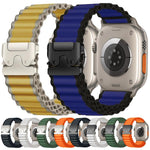 Correia de relógio em nylon largo nervurado com fivela de paraquedas para Apple Watch 46mm / 49mm / 45mm / 44mm, para Apple Watch 42mm / 41mm / 40mm / 38mm