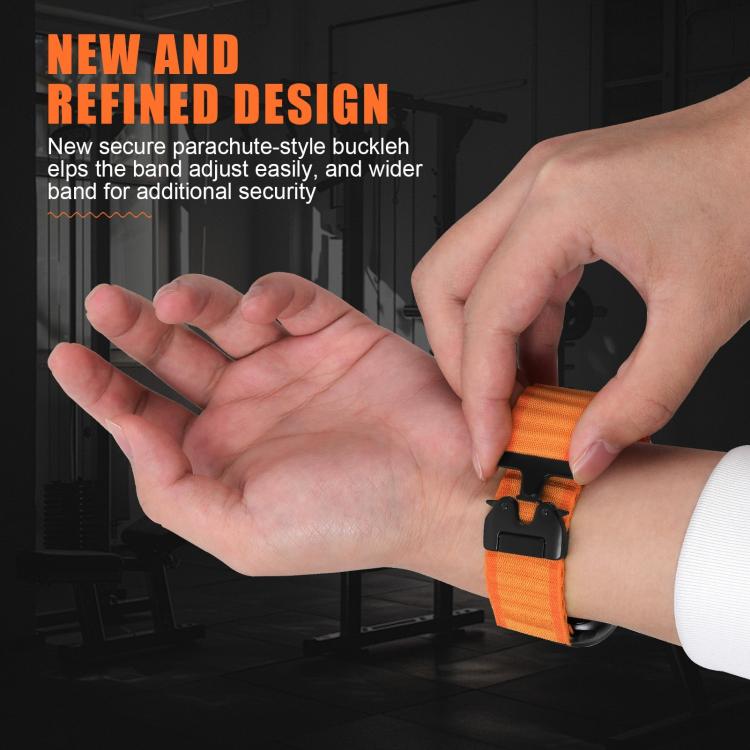 Correia de relógio em nylon largo nervurado com fivela de paraquedas para Apple Watch 46mm / 49mm / 45mm / 44mm, para Apple Watch 42mm / 41mm / 40mm / 38mm