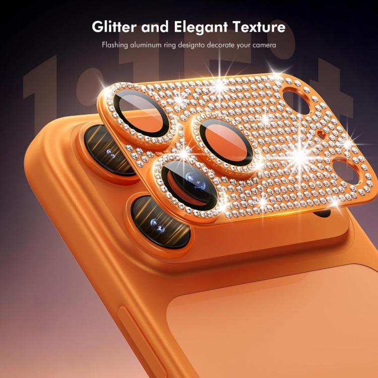 ENKAY Filme de Vidro Temperado de Liga de Alumínio com Diamante Blink Hat-Prince para Lente de Câmara, Para iPhone 17 Pro Max, Para iPhone 17 Pro, Para iPhone 17