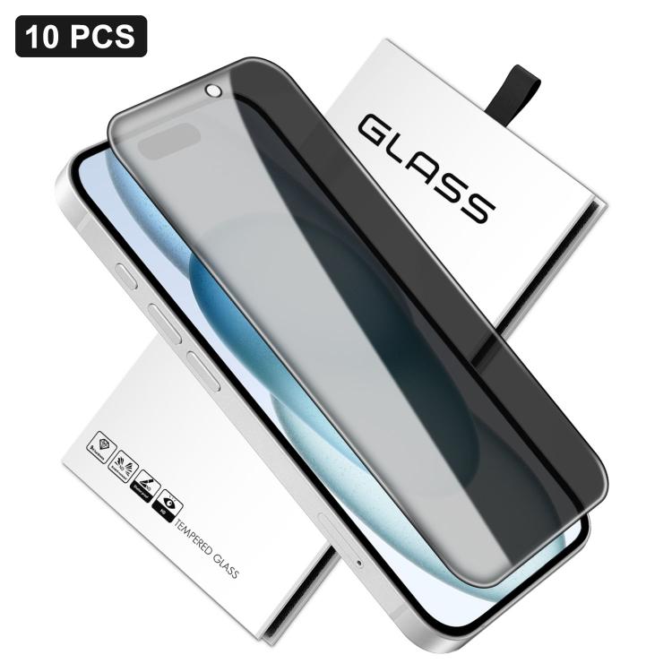 10pcs 360-Degree Privacy Silk-Screen Print Large Curved Edge High-Aluminium Tempered Glass Film, For iPhone 17e / 16e, For iPhone 17 Pro Max, For iPhone 17 Pro, For iPhone 17, For iPhone Air, For iPhone 16 Pro Max, For iPhone 16 Pro, For iPhone 16 Plus...