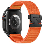 Correia de relógio em nylon tecido com padrão de montanha e ponta metálica com fivela de paraquedas, para Apple Watch 46mm / 49mm / 45mm / 44mm, para Apple Watch 42mm / 41mm / 40mm / 38mm