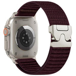 Correia de relógio em nylon tecido com padrão de montanha e ponta metálica com fivela de paraquedas, para Apple Watch 46mm / 49mm / 45mm / 44mm, para Apple Watch 42mm / 41mm / 40mm / 38mm