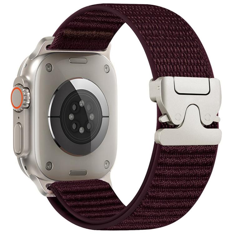 Correia de relógio em nylon tecido com padrão de montanha e ponta metálica com fivela de paraquedas, para Apple Watch 46mm / 49mm / 45mm / 44mm, para Apple Watch 42mm / 41mm / 40mm / 38mm