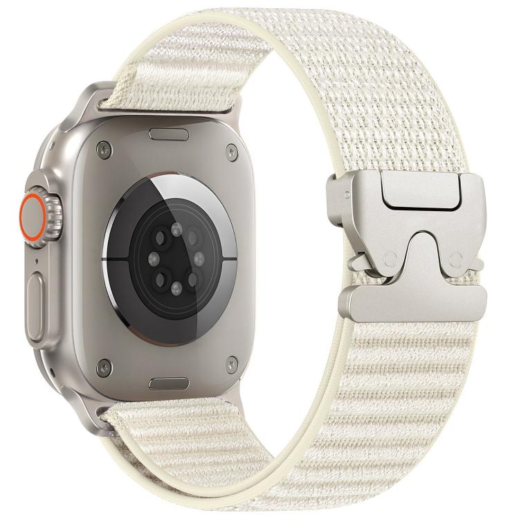 Correia de relógio em nylon tecido com padrão de montanha e ponta metálica com fivela de paraquedas, para Apple Watch 46mm / 49mm / 45mm / 44mm, para Apple Watch 42mm / 41mm / 40mm / 38mm
