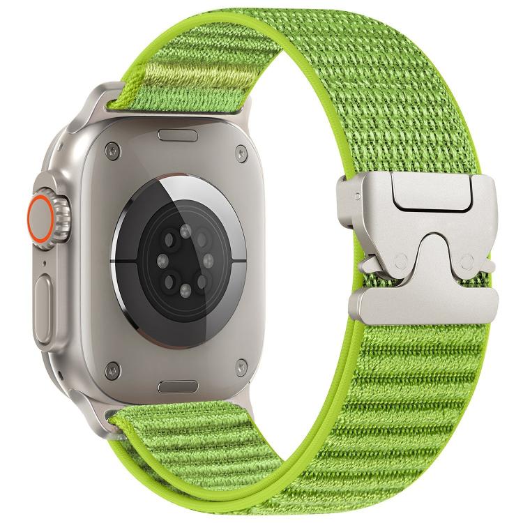 Correia de relógio em nylon tecido com padrão de montanha e ponta metálica com fivela de paraquedas, para Apple Watch 46mm / 49mm / 45mm / 44mm, para Apple Watch 42mm / 41mm / 40mm / 38mm