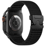 Correia de relógio em nylon tecido com padrão de montanha e ponta metálica com fivela de paraquedas, para Apple Watch 46mm / 49mm / 45mm / 44mm, para Apple Watch 42mm / 41mm / 40mm / 38mm