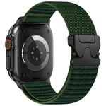 Correia de relógio em nylon tecido com padrão de montanha e ponta metálica com fivela de paraquedas, para Apple Watch 46mm / 49mm / 45mm / 44mm, para Apple Watch 42mm / 41mm / 40mm / 38mm