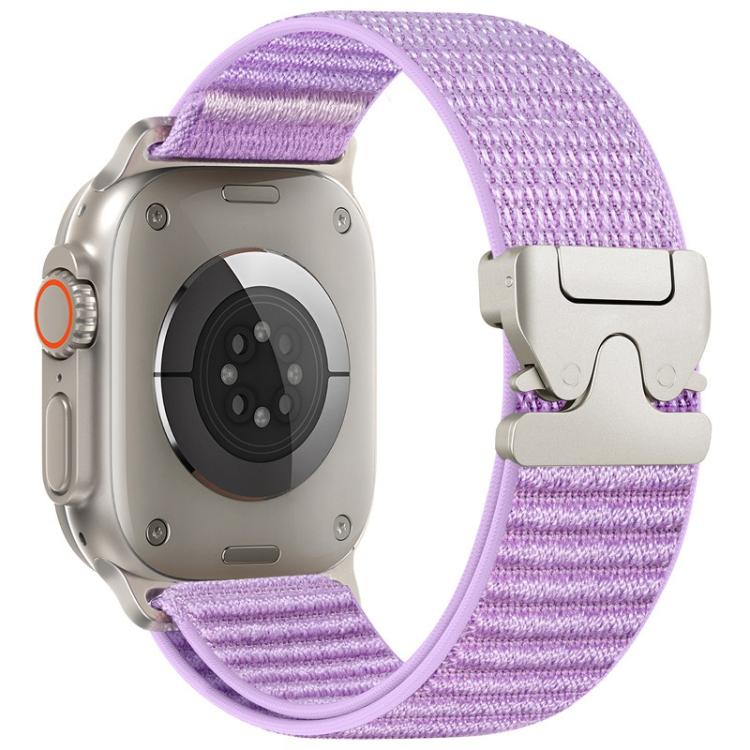 Correia de relógio em nylon tecido com padrão de montanha e ponta metálica com fivela de paraquedas, para Apple Watch 46mm / 49mm / 45mm / 44mm, para Apple Watch 42mm / 41mm / 40mm / 38mm