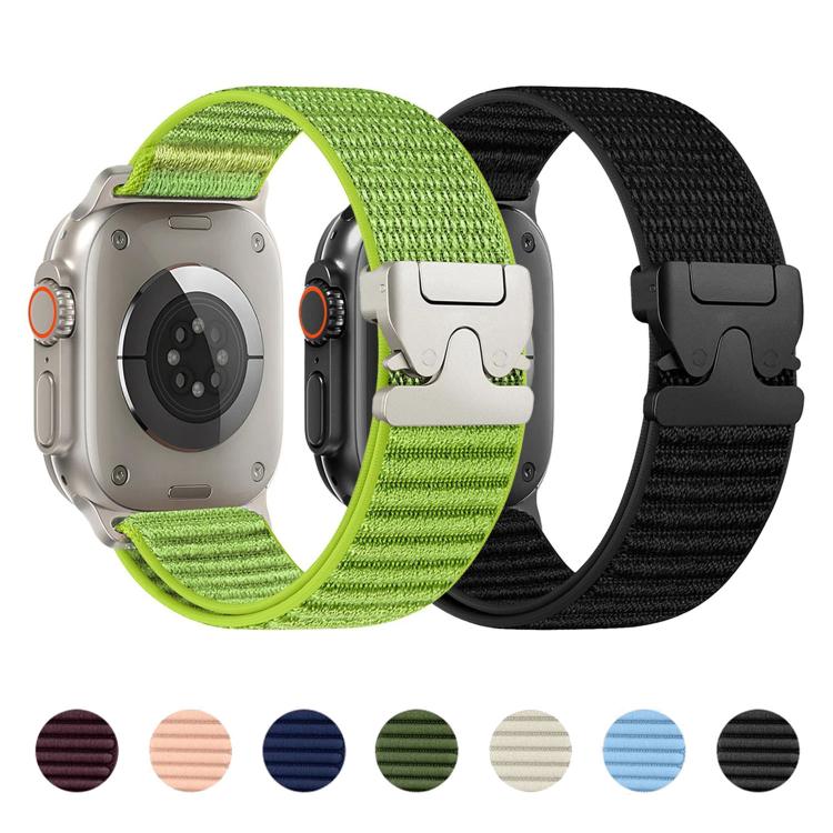 Correia de relógio em nylon tecido com padrão de montanha e ponta metálica com fivela de paraquedas, para Apple Watch 46mm / 49mm / 45mm / 44mm, para Apple Watch 42mm / 41mm / 40mm / 38mm