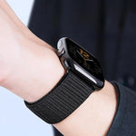 Correia de relógio em nylon tecido com padrão de montanha e ponta metálica com fivela de paraquedas, para Apple Watch 46mm / 49mm / 45mm / 44mm, para Apple Watch 42mm / 41mm / 40mm / 38mm