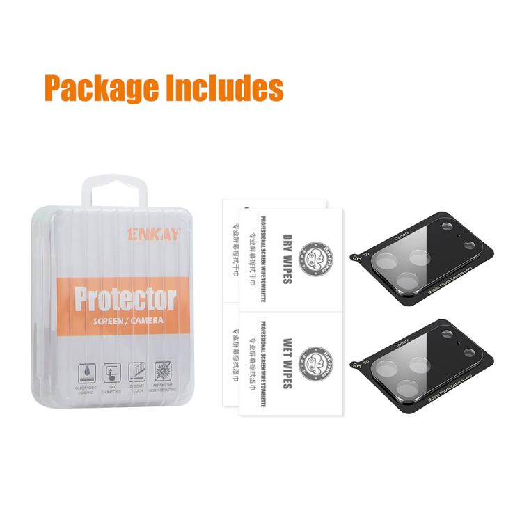 2pcs ENKAY Chapéu-Príncipe Preto Filme de Vidro Temperado 9H para Lente da Câmara Traseira, Para iPhone 17 Pro Max, Para iPhone 17 Pro, Para iPhone 17, Para iPhone Air