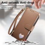 Fantasy Love Heart Zipper Wallet Vegan Leather Phone Case with Strap, For iPhone 13