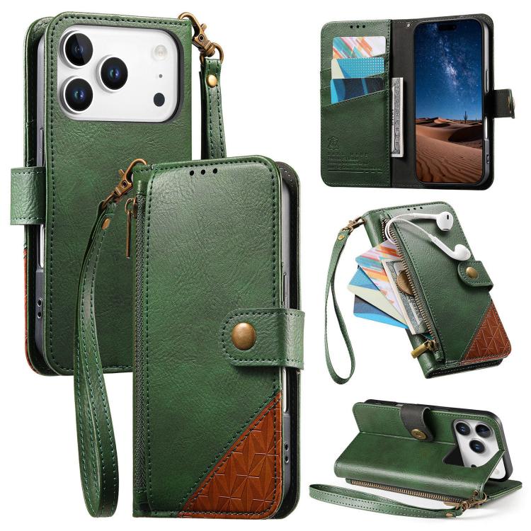 Capa para telemóvel carteira com fecho e costura em pele vegana com alça, para iPhone 17 Pro Max, para iPhone 17 Pro, para iPhone 17, para iPhone Air, para iPhone 16 Pro Max, para iPhone 16 Pro, para iPhone 16 Plus, para iPhone 16