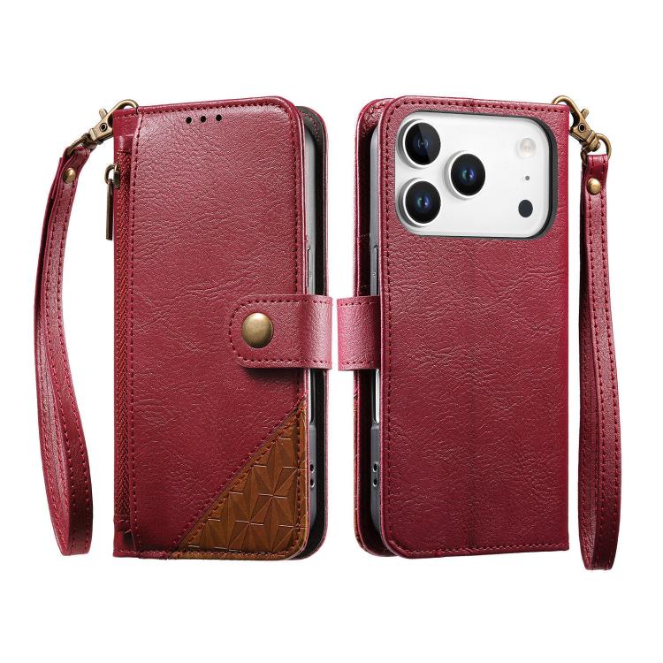 Capa para telemóvel carteira com fecho e costura em pele vegana com alça, para iPhone 17 Pro Max, para iPhone 17 Pro, para iPhone 17, para iPhone Air, para iPhone 16 Pro Max, para iPhone 16 Pro, para iPhone 16 Plus, para iPhone 16
