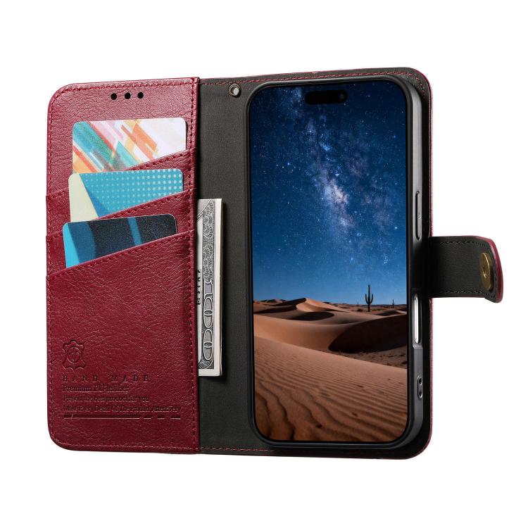 Capa para telemóvel carteira com fecho e costura em pele vegana com alça, para iPhone 17 Pro Max, para iPhone 17 Pro, para iPhone 17, para iPhone Air, para iPhone 16 Pro Max, para iPhone 16 Pro, para iPhone 16 Plus, para iPhone 16