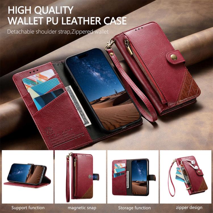 Capa para telemóvel carteira com fecho e costura em pele vegana com alça, para iPhone 17 Pro Max, para iPhone 17 Pro, para iPhone 17, para iPhone Air, para iPhone 16 Pro Max, para iPhone 16 Pro, para iPhone 16 Plus, para iPhone 16