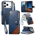 Capa para telemóvel carteira com fecho e costura em pele vegana com alça, para iPhone 17 Pro Max, para iPhone 17 Pro, para iPhone 17, para iPhone Air, para iPhone 16 Pro Max, para iPhone 16 Pro, para iPhone 16 Plus, para iPhone 16